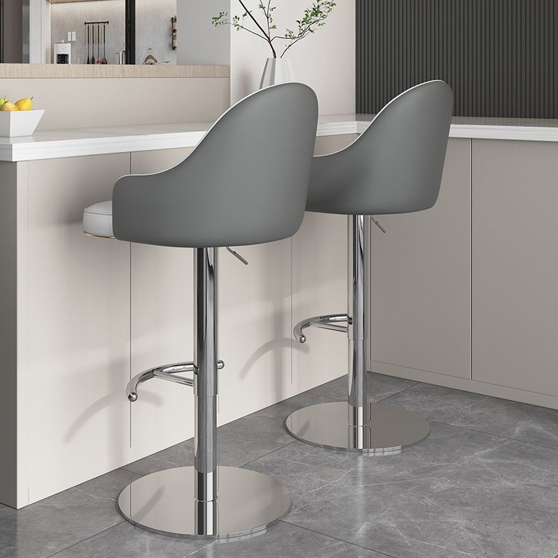Industrial Backrest Elevatable Counter Stool Iron Cafe Bar Stool with Cushion and Pedal