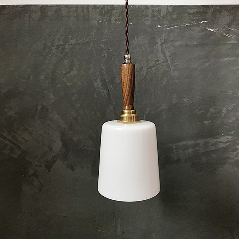Bell hangende lichtkit vintage melk wit glas 1 bol bruin plafond suspensie lamp