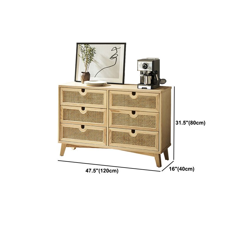 Modern Natural Accent Chest with Drawers and Solid Wood Straight Legs