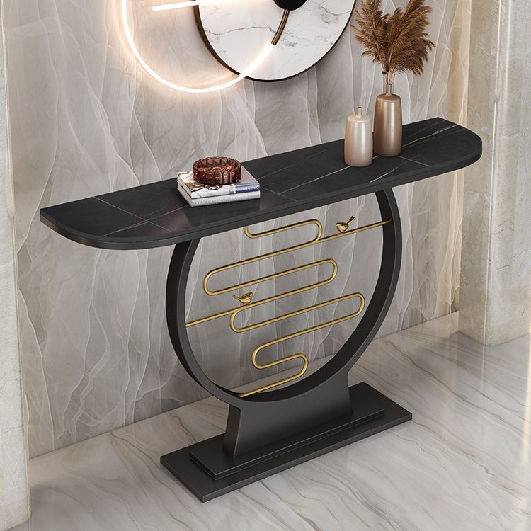 Contemporary Half Moon Console Accent Table Antique Finish Console Table