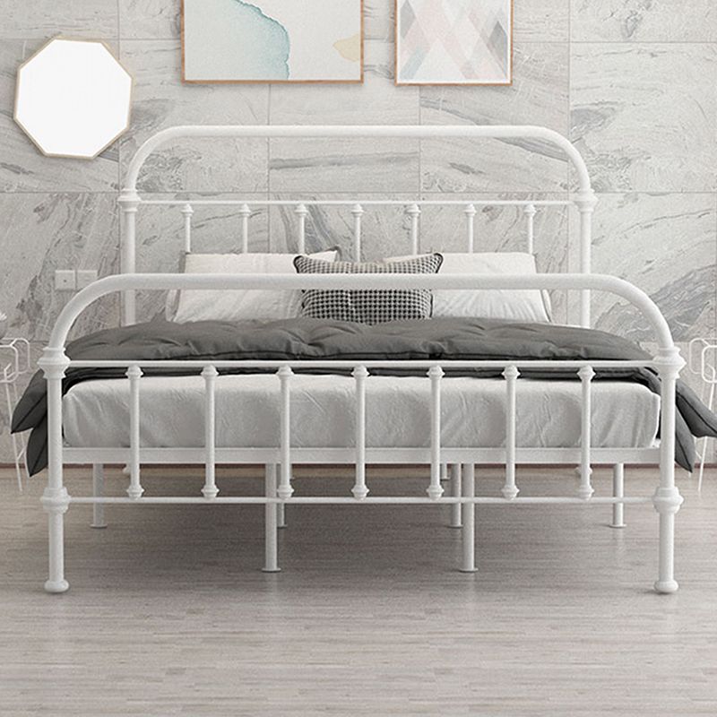 Open-Frame Bed with Spindle Headboard and Metal Legs in Solid Color