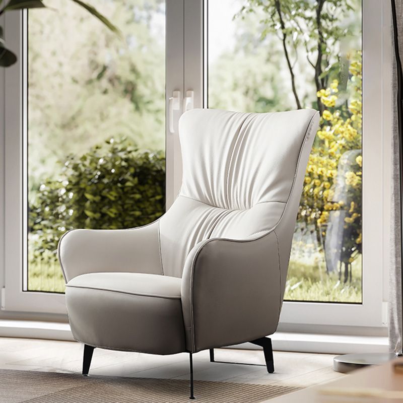 Contemporary Accent Armchair Faux Leather Barrel Accent Chair
