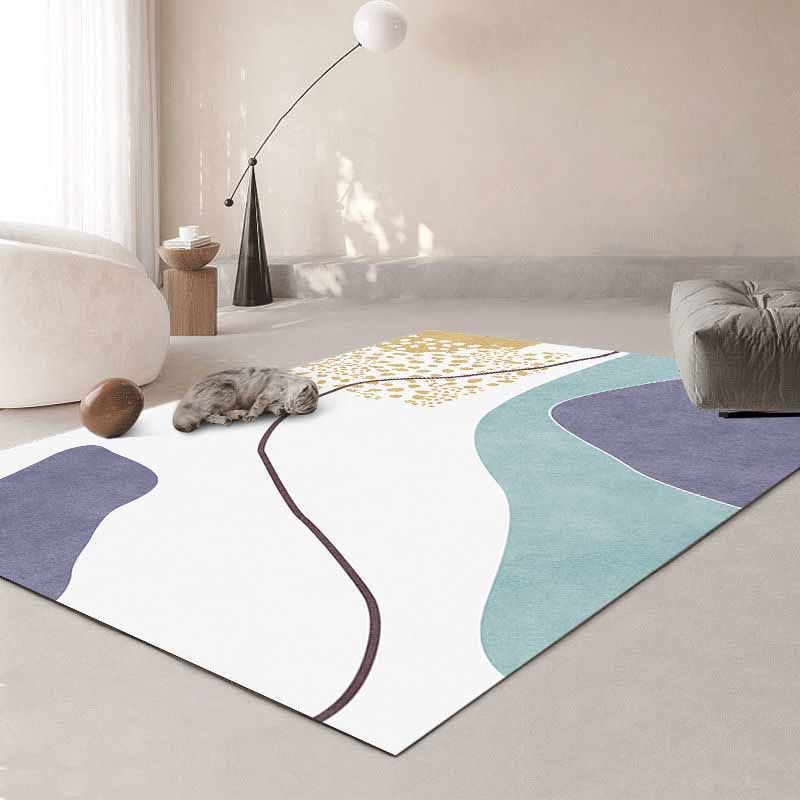 Artistic Indoor Carpet Contrast Panel Modern Rug Polyester Washable Carpet with Non-Slip Backing