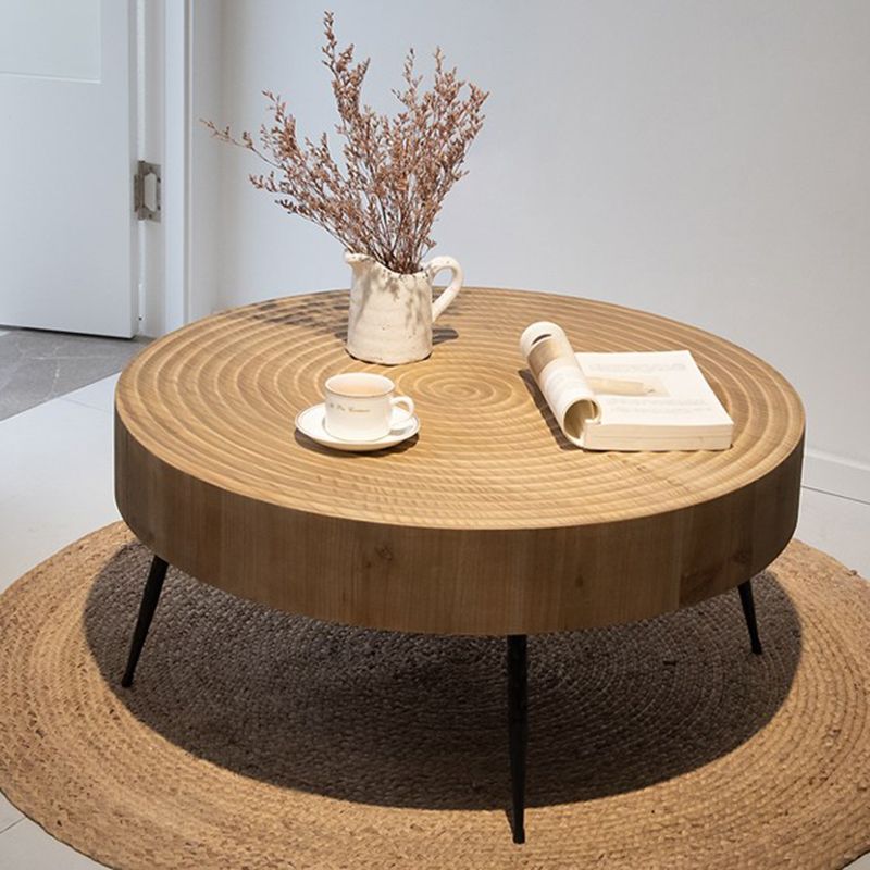 Scandinavian 3 Legs Coffee Table Round Wooden Cocktail Table for Living Room