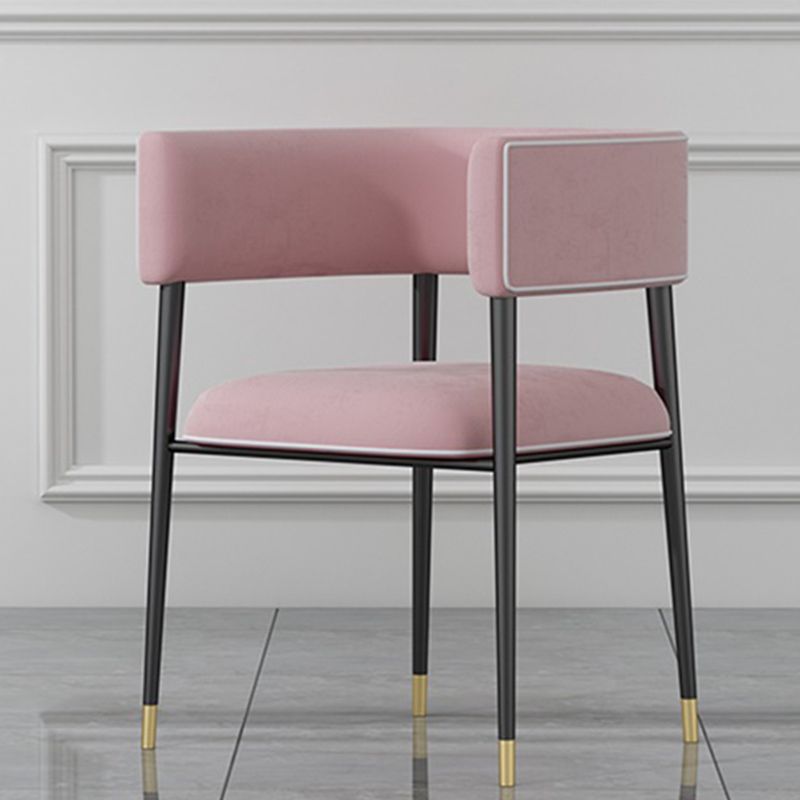 Industrial Upholstered Velvet Arm Chair Open Back Dining Chair for Home