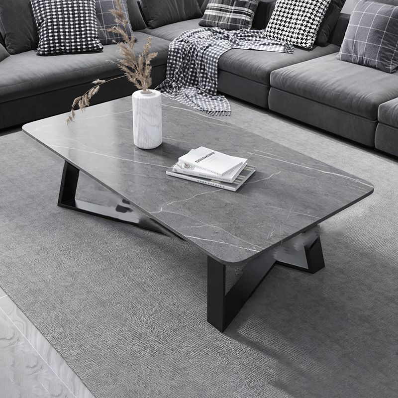17"H Contemporary Coffee Table Single Slate Coffee Cocktail Table