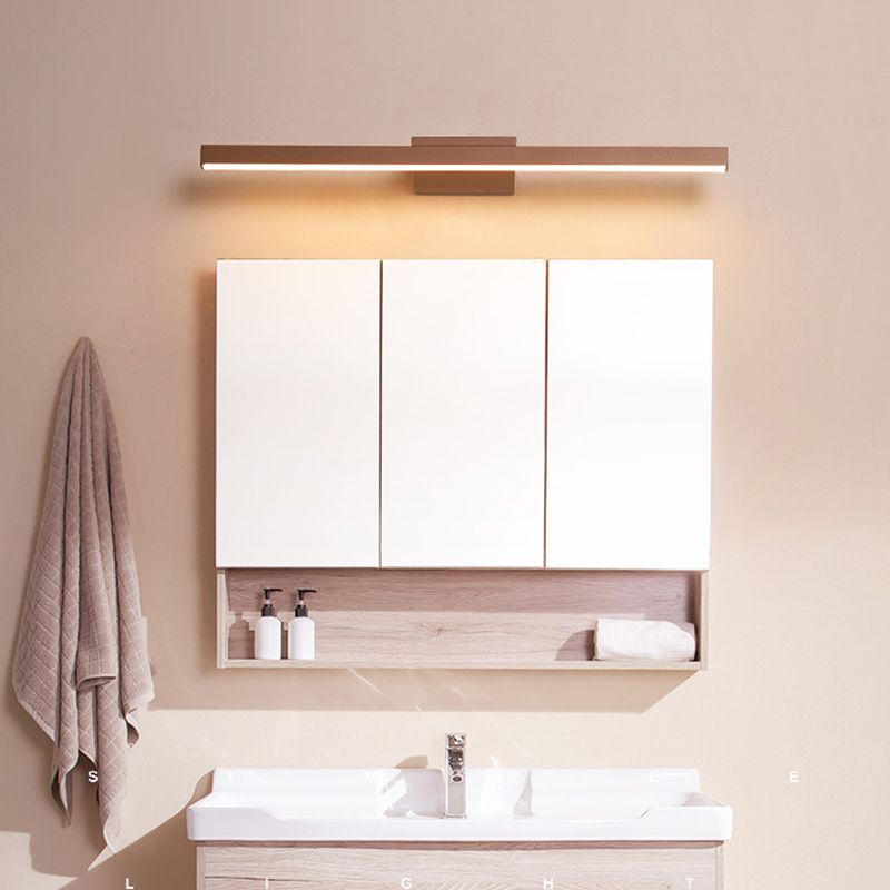 Contemporary Mirror Lamp Brown Metal Vanity Wall Light Fixtures for Bathroom