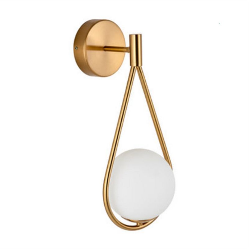 White Glass Globe Wall Light 1 Light Modern Minimalist Sconce Light for Study Living Room