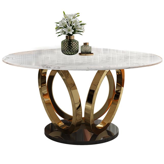 Traditionele luxe ronde eettafel Marmeren binnentafel met voetstuk