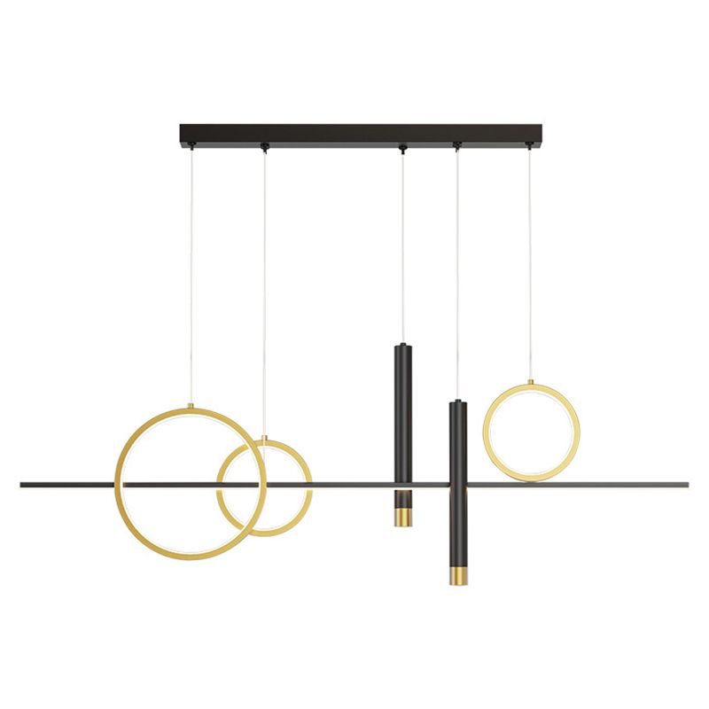 Black New Modern Island Chandelier Linear Aluminum Chandelier Lighting Fixture for Dining Room