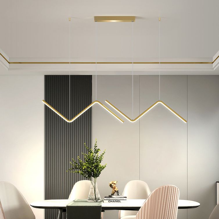 Geometric Lines Design Minimalism Island Light 35.5" Wide Nordic Style LED Suspension Lamp for Dining Room
