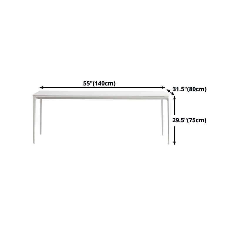Rectangle Dining Table White Stone Top Table with 4 Legs Base