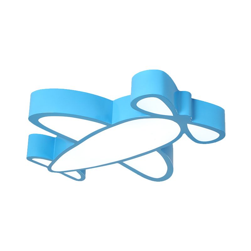 Aircraft Close to Ceiling Lamp Simplicity Acrylic LED Playroom Flush Mount Light in Blue