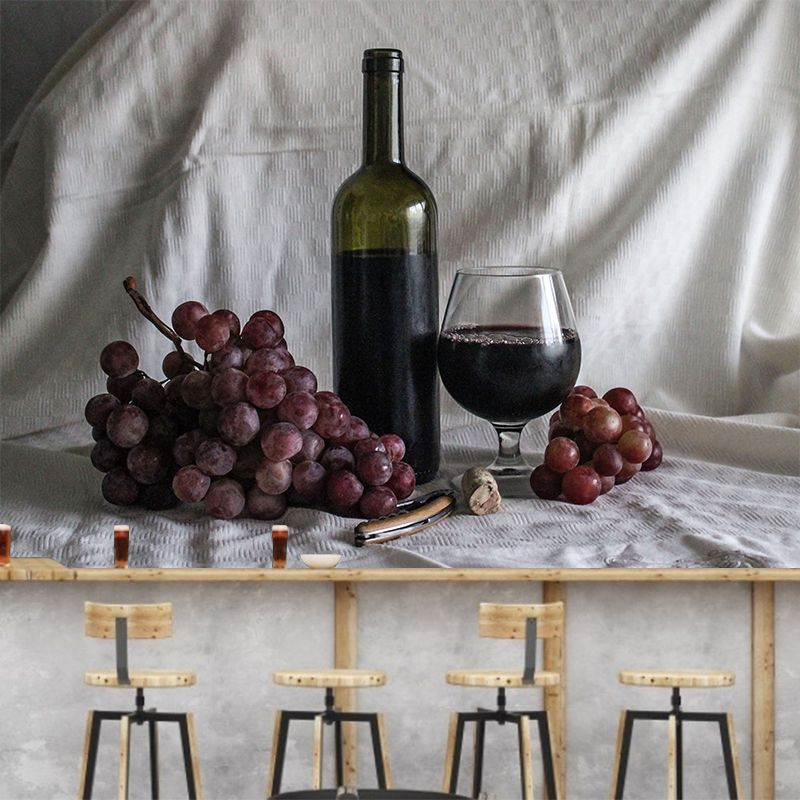 Contemporary Wine Mural Wallpaper Decorative Restaurant Wall Art, Stain Resistant