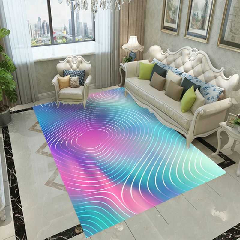 Contemporary Rug Polyester Abstract Print Carpet Stain Resistant Area Rug for Living Room