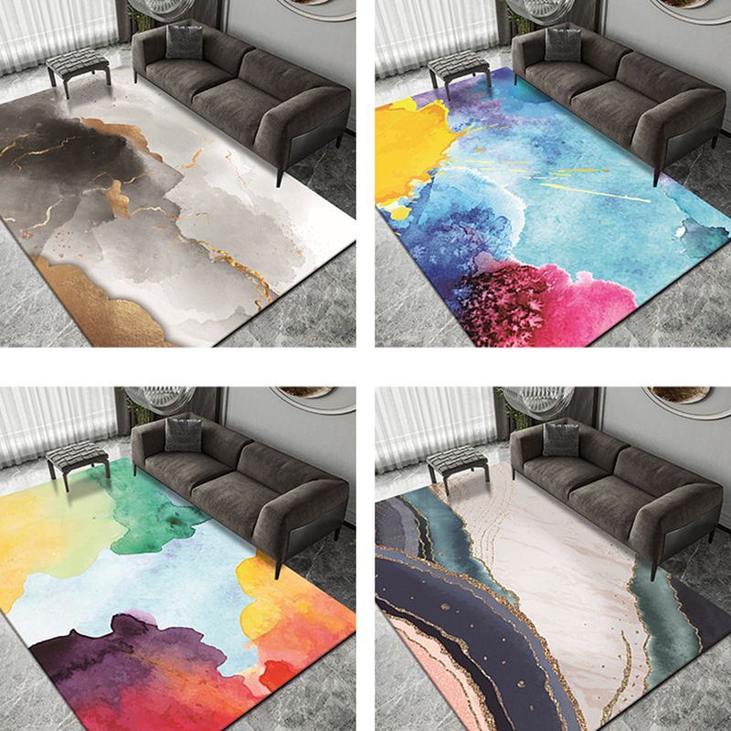 Prachtig artistiek rechthoekig binnentapijt eigentijds aquarel bedrukt tapijt polyester antislip rugtapijt voor de woonkamer