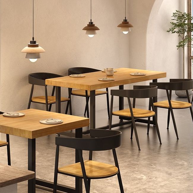 Dining Room Solid Wood Dining Table Rectangle Industrial Dinner Table