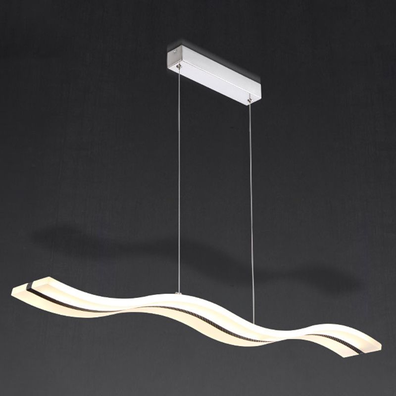Pendante Wave Island Lights Assemblées d'éclairage de lustre en acrylique moderne pour le restaurant