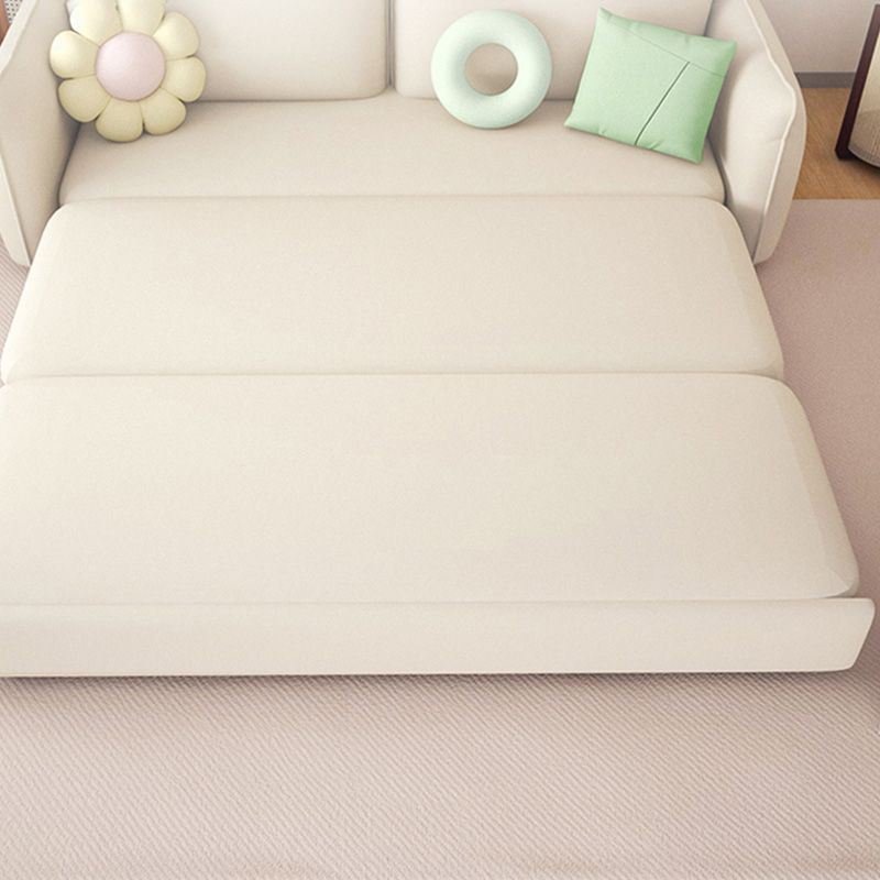 Scandinavian White Sleeper Sofa Bonded Leather Futon Sofa Bed