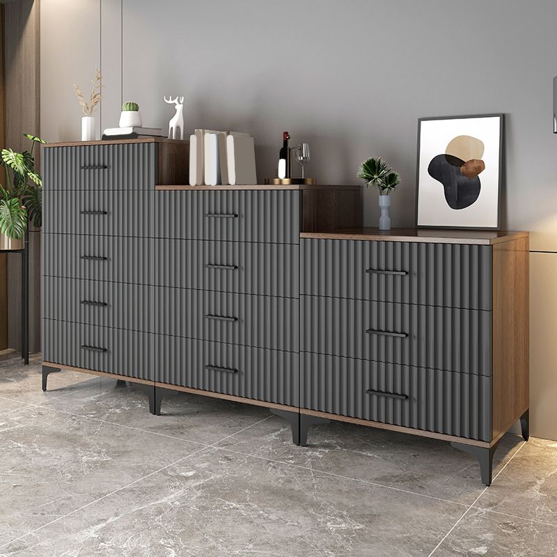 Contemporary Rectangle Accent Chest with Brown Top and Metal Legs