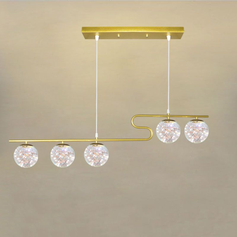 Modern LED Hanging Light Glass Round Island Light Fixture for Kitchen
