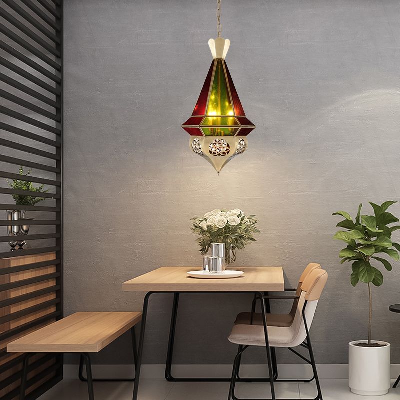 Lampadario a 3 luci del ristorante ad arte a sospensione in sospeso conico in metallo con arredamento a cavo