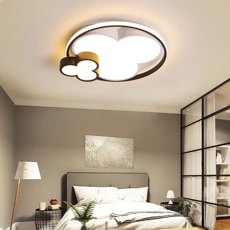 Modern Plum Shaped Flush Light Acrylic Bedroom LED Ceiling Mount Light in Black-White
