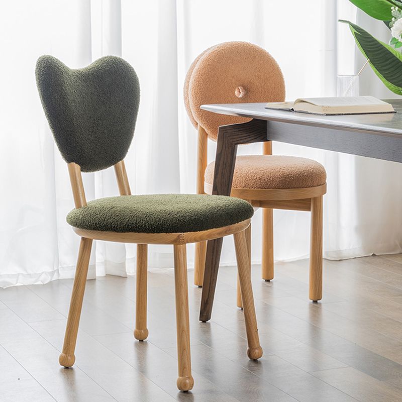 Nordic Tight Back Armless Chair Wool Accent Chair with Basic Four Legs