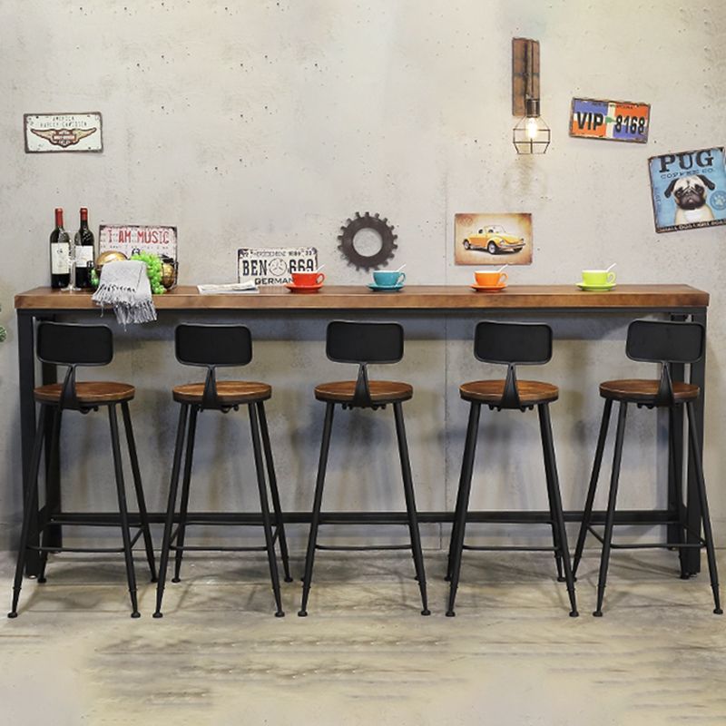 Coffee Shop Rectangle Wood Top Counter Table Iron Base Industrial Bar Table