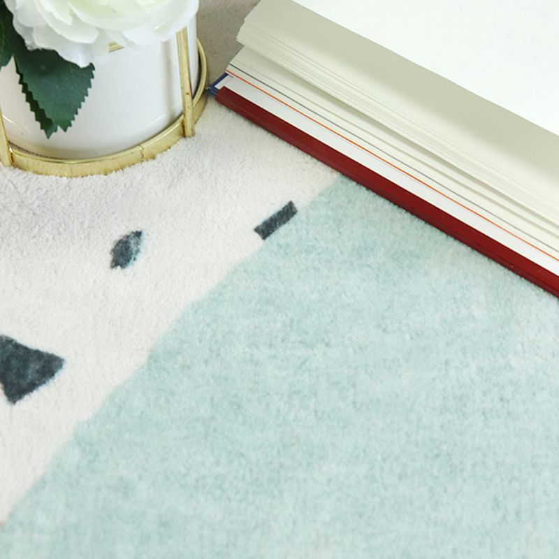 Multicolor Simple Rug Polyester Checkered Print Area Rug Anti-Slip Backing Carpet for Living Room