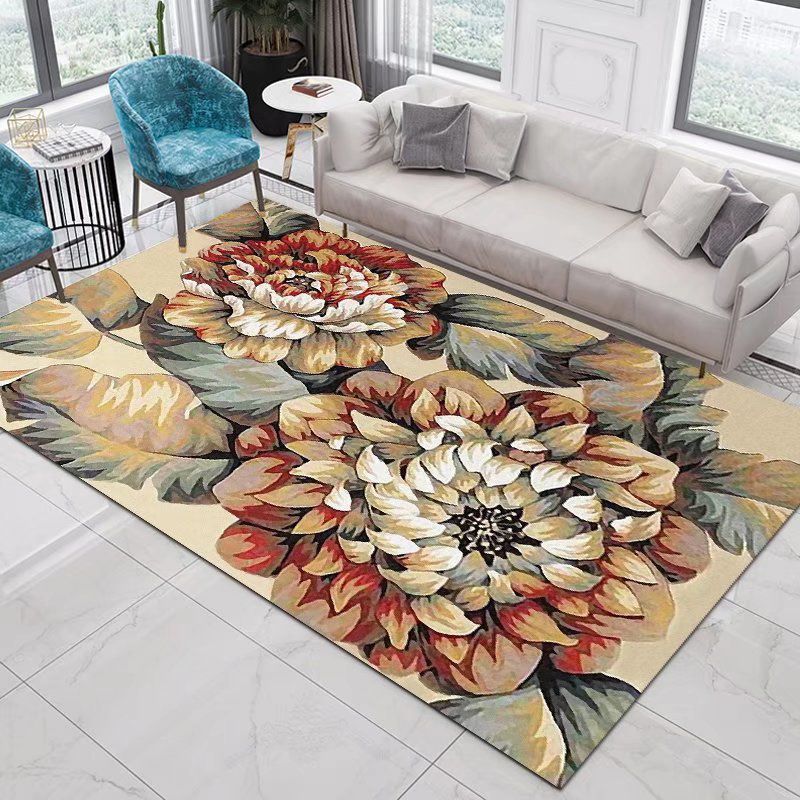 Hochwertiger Teppich mit Blumenmuster, mehrfarbig, moderner Teppich für den Innenbereich, Polyesterfreundlich, waschbarer Teppich für die Inneneinrichtung