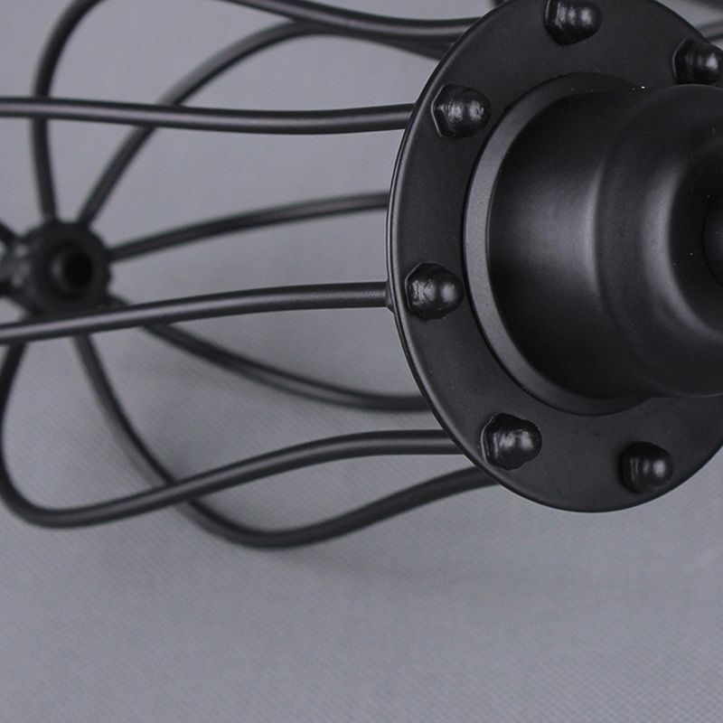 Black Bulb Shaped Cage Wall Mount Light Industrial Metal Bedroom Sconce Lamp with Pivot Joint