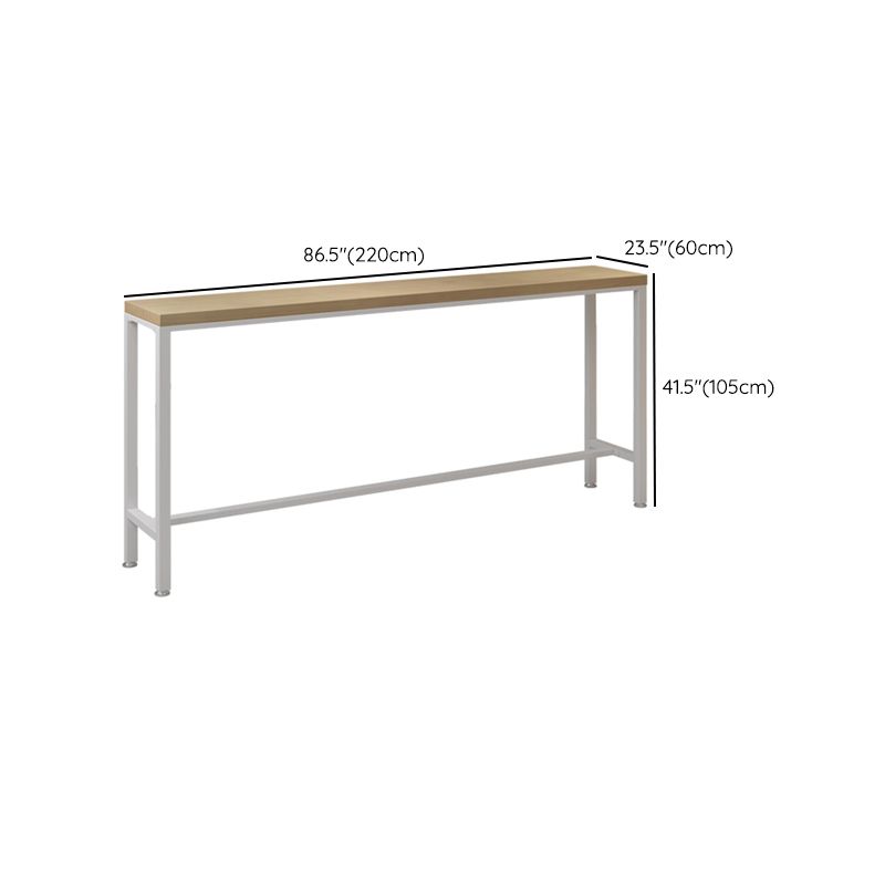 Rectangular Bar Height Table White Legs and Metal Base Bar Table for Patio Use