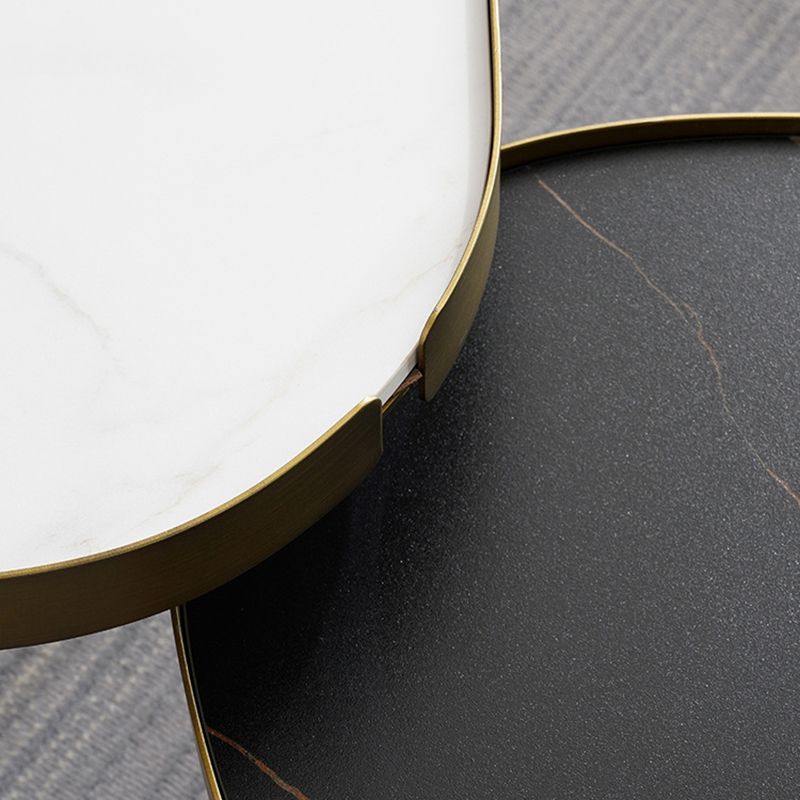 Glam Cocktail Table 3 Legs Faux Stone Oval/Square Coffee Table