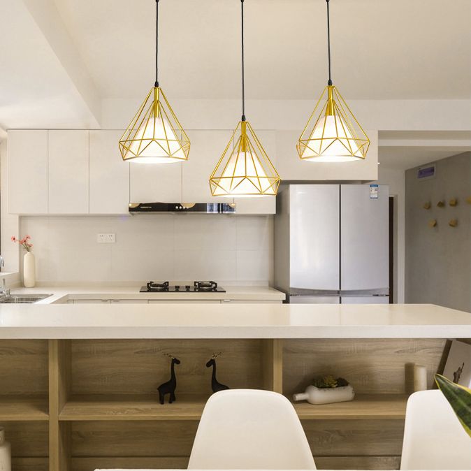 Diamond Iron Cluster Custing Lighting Post-Modern Restaurant Hanging Lamp in oro