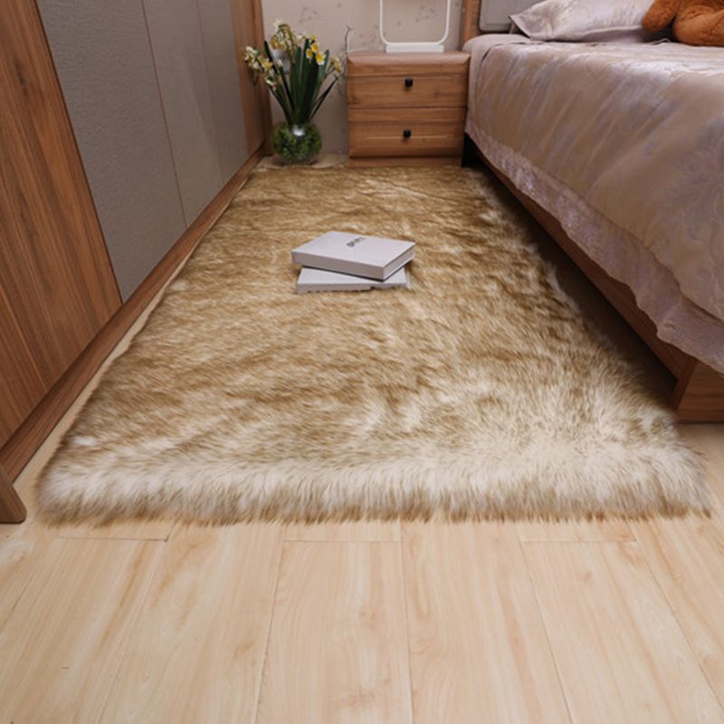 Multicolor Bedroom Rug Casual Plain Carpet Fluffy Non-Slip Backing Washable Pet Friendly Indoor Rug