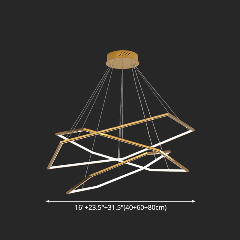 Ultra-modern Geometric Chandelier Metallic Suspended Lighting Fixture for Living Room