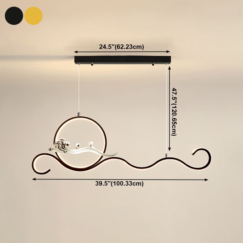 Modern Style Linear Shape Island Lights Metal 2-Light Pendant Lights