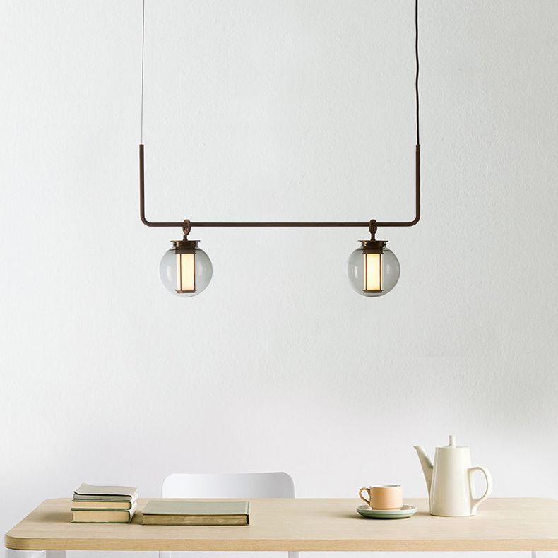 Vetro 2 luci isola illuminazione a sospensione sferico isola industriale lampade per bar