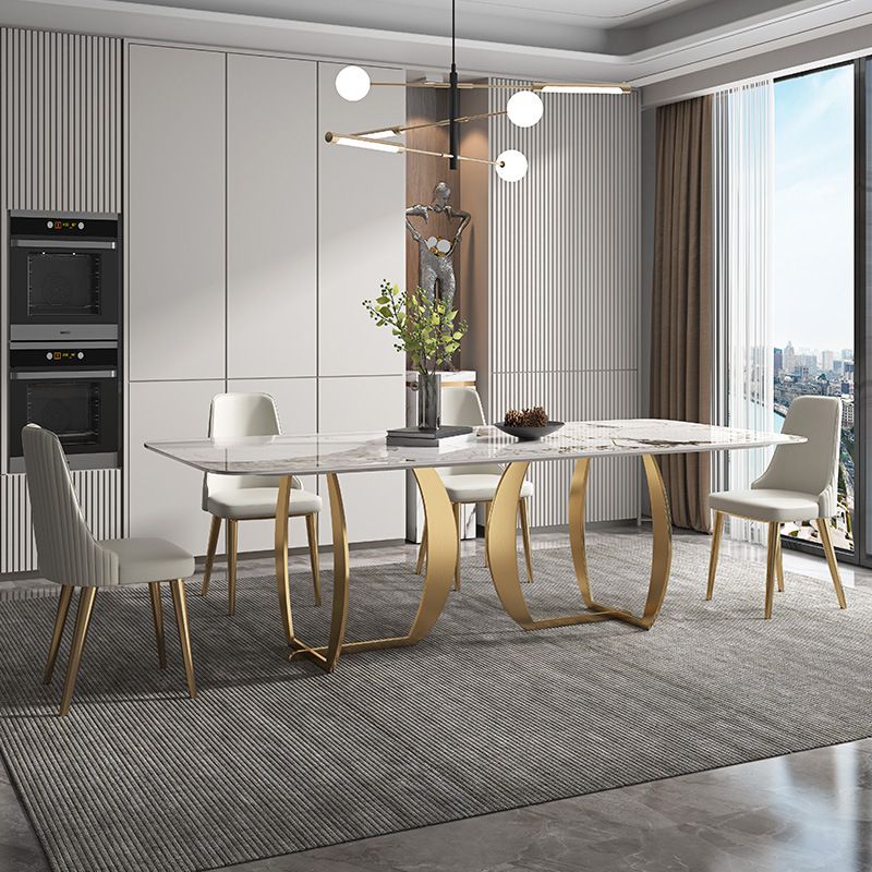 1/2/5/7 Pieces Luxury Dining Set Sintered Stone Top Dining Table with Leather Chairs