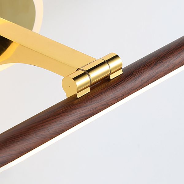 1-Light Metal Wall Lighting Modern Style Linear Mirror Wall Mounted Light in Brown