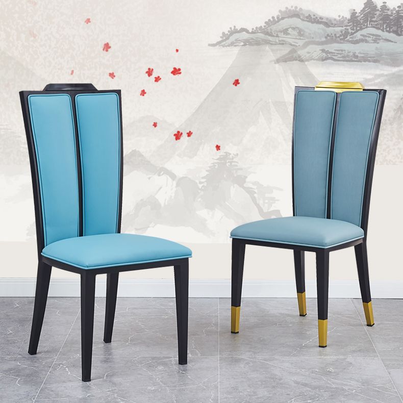Faux Leather Dining Chairs Glam Style High Back Dining Chairs