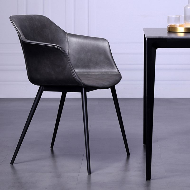 Industrial Metal Dining Room Armchair Upholstered Side Leather Chairs for Home Use