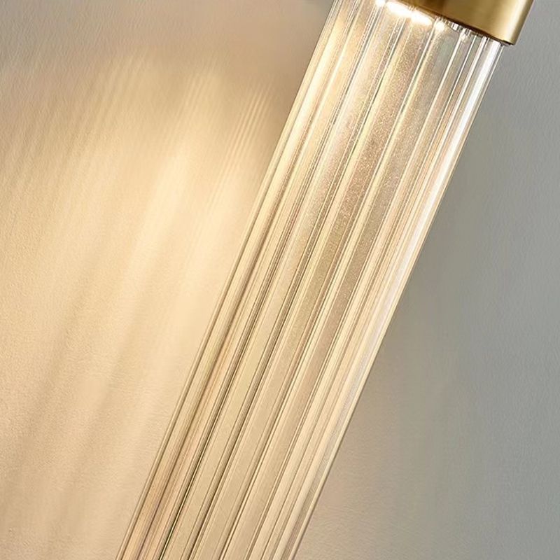 2-Light Golden Wall Mounted Sconce LED Glass Wall Light for Living Room