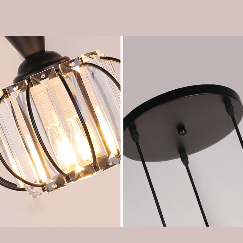 Lampe à suspension sphérique nordique lampe à manger en cristal Pendant Light en noir