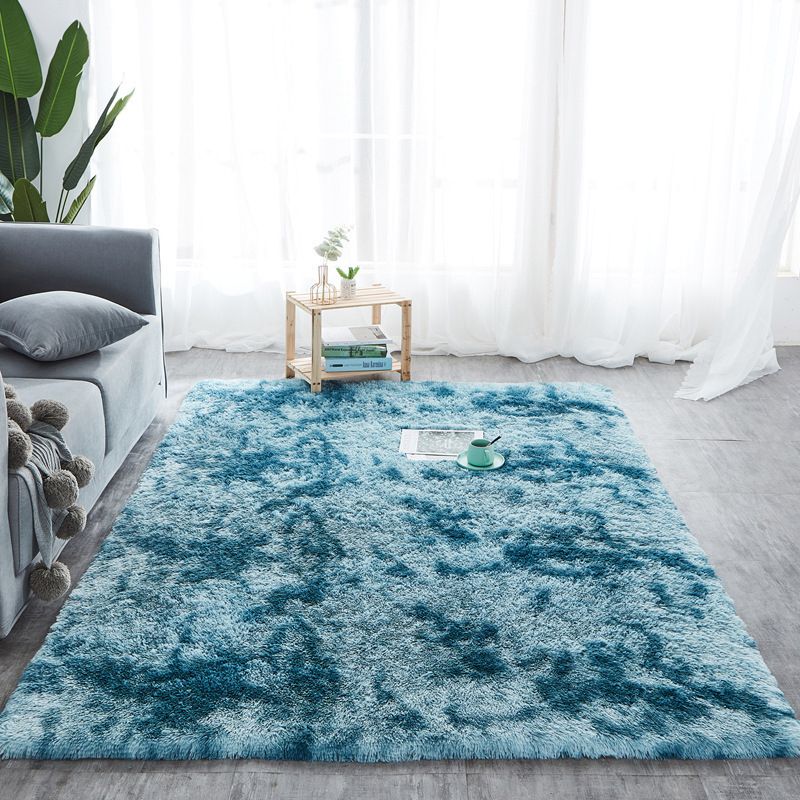 Simple Tie Dye Rug Multi Colored Plush Carpet Non-Slip Backing Pet-Friendly Washable Rug for Home