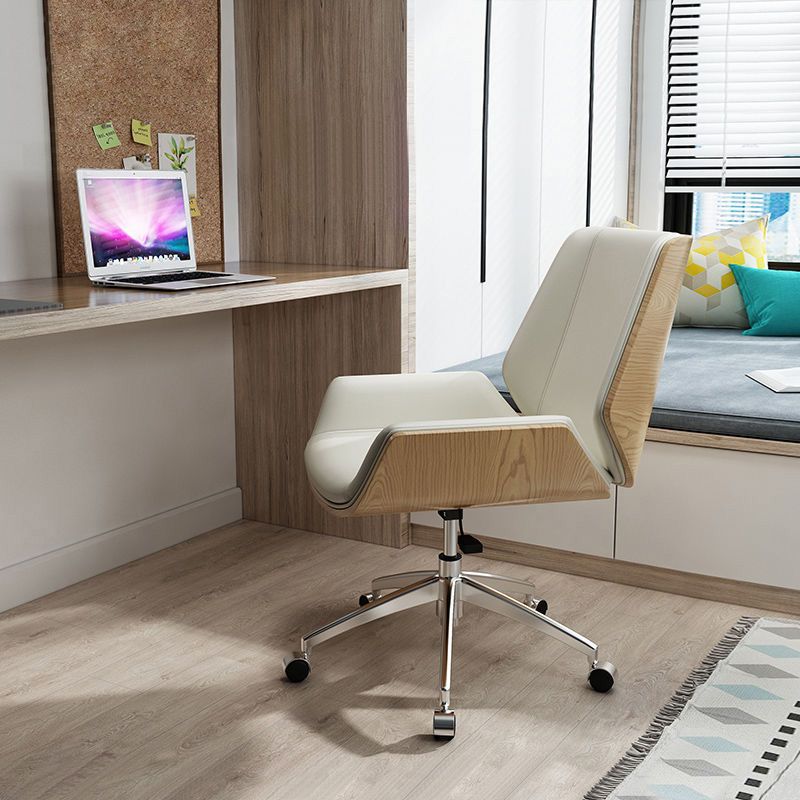 Contemporary Mid Back Task Chair with Padded Arms Upholstered Desk Chair with Metal Frame