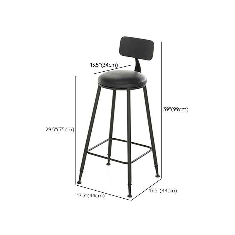 Industrial Backrest Bar Stools Metal Barstool with Metal Legs