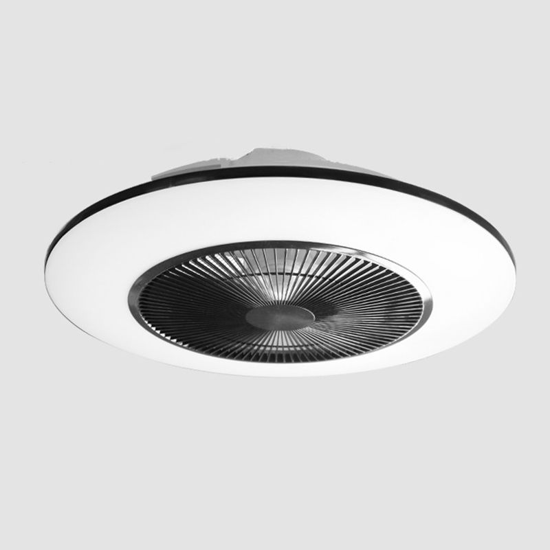 Schwarzer runde Lüfterleuchte nordische LED -Acryl -halb Flush Deckenleuchte für Schlafzimmer