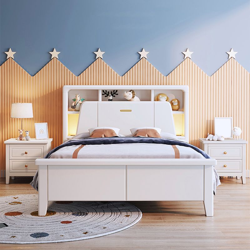 Modern Wood Standard Bed Bookcase Included Bed Frame with Headboard